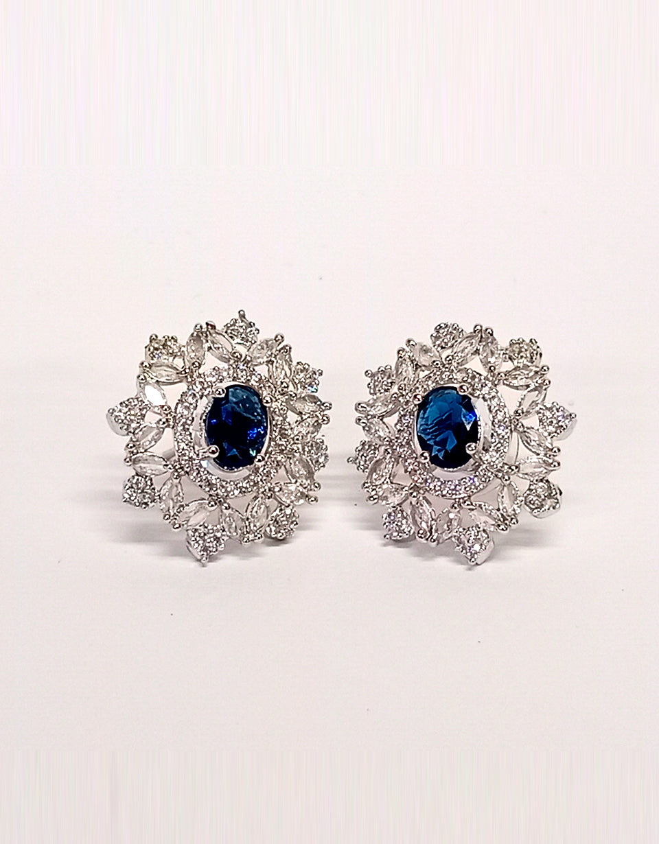Sapphire Style Silver Earrings