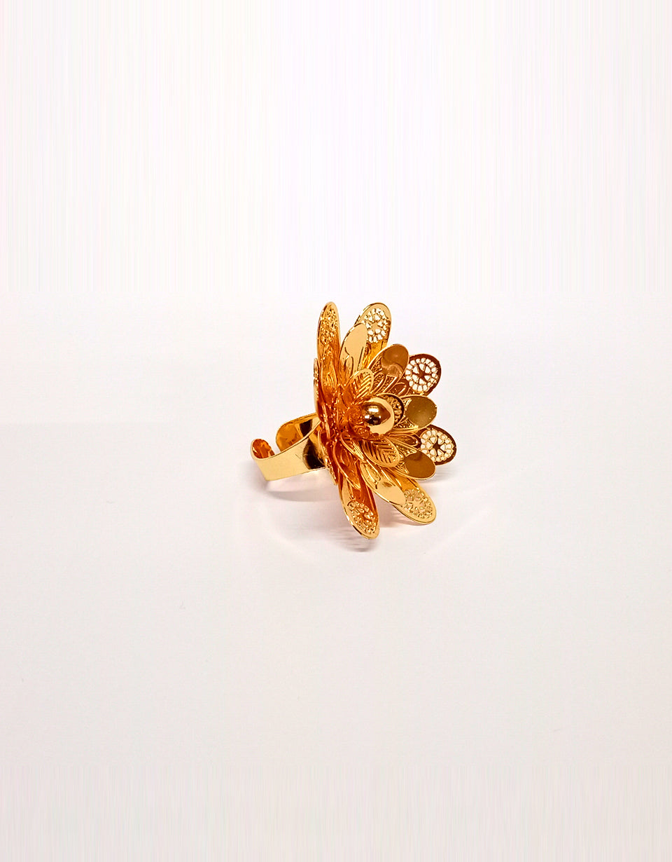 Floral Style Golden Ring and Bangle