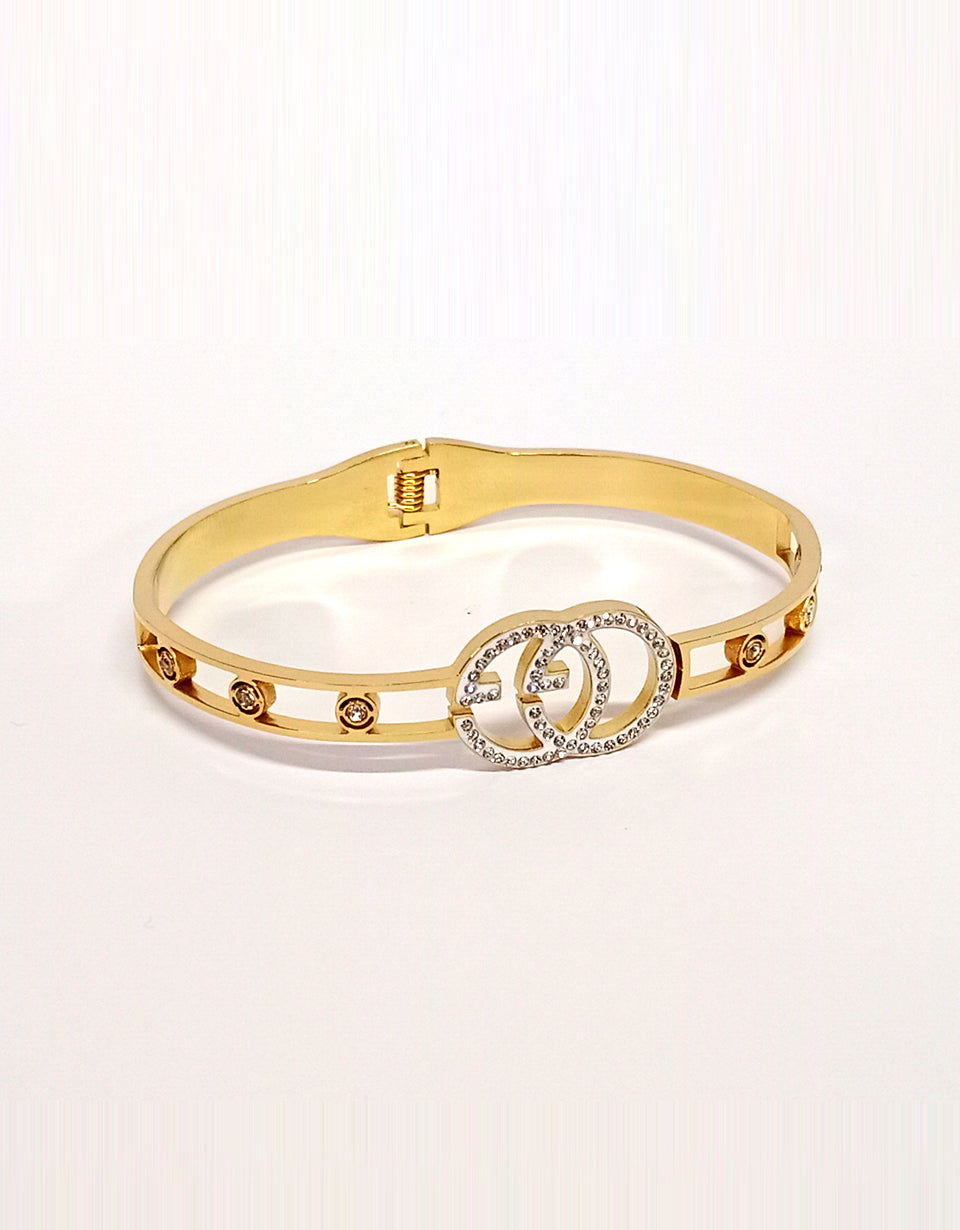 GUCCI Pearl Design Stainless Steel Golden Bracelet