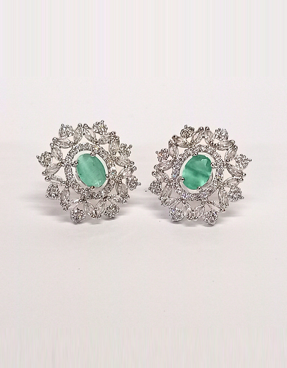 Sapphire Style Silver Earrings