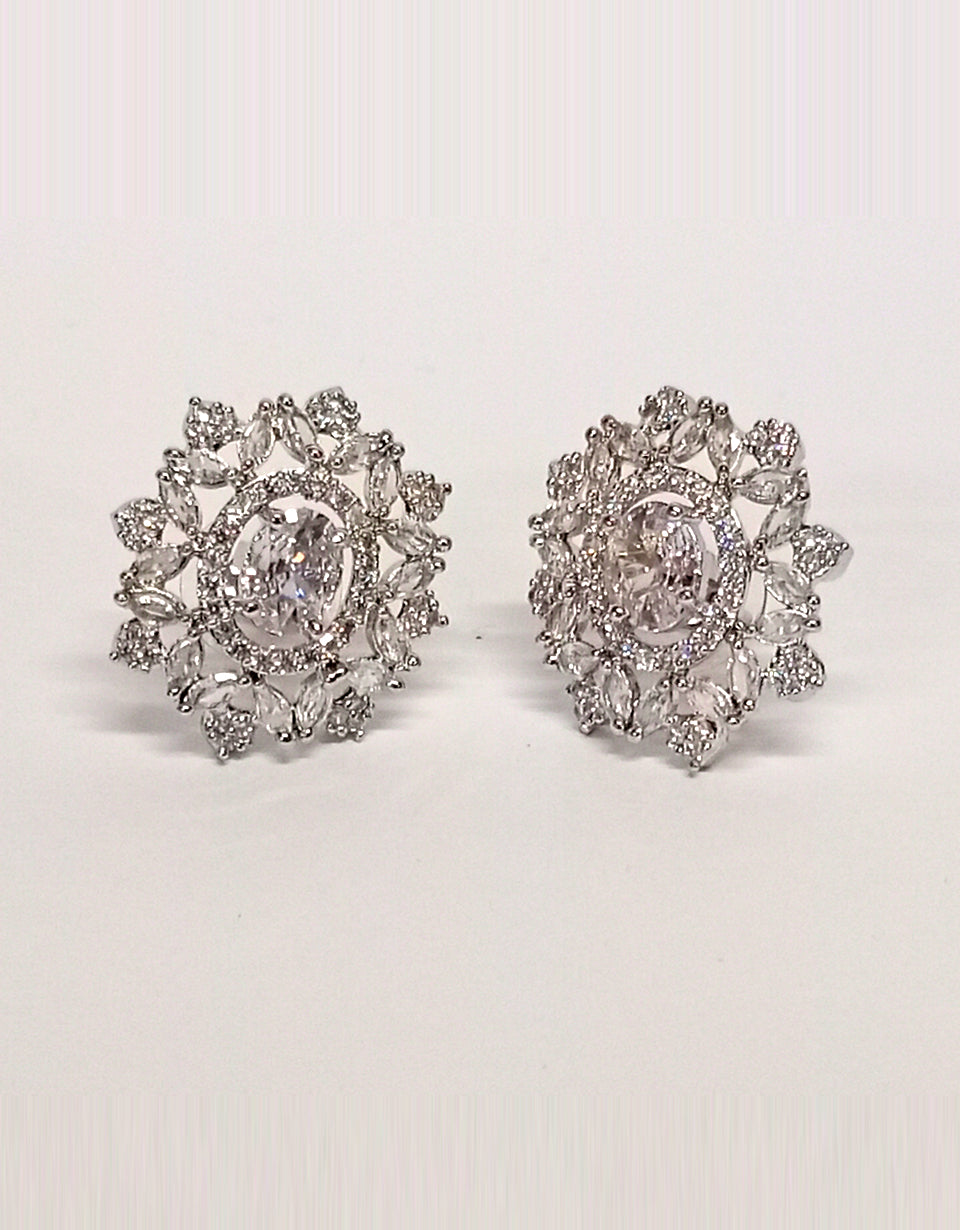 Sapphire Style Silver Earrings