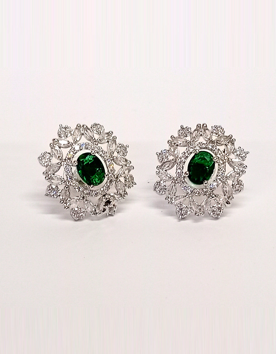 Sapphire Style Silver Earrings