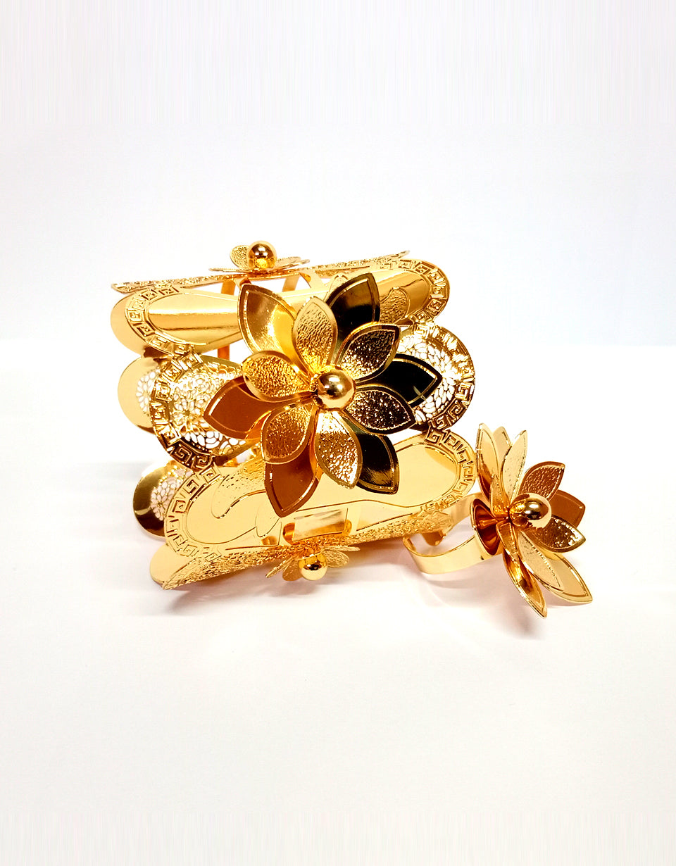 HMW Floral Golden Ring and Bangle