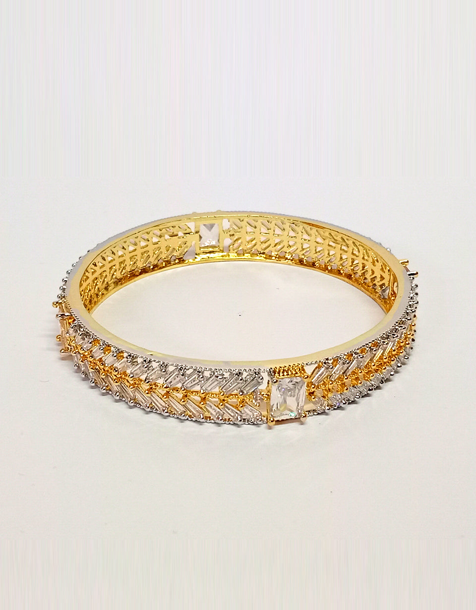 Silver Pearl Golden Bangles Set